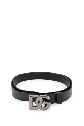 Lux Leather Belt With Crossed Dg Logo