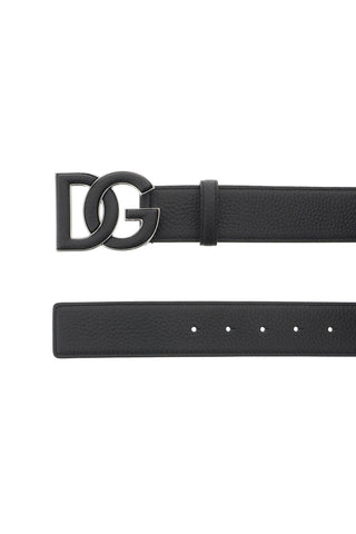 Leather Belt With Dg Logo Buckle