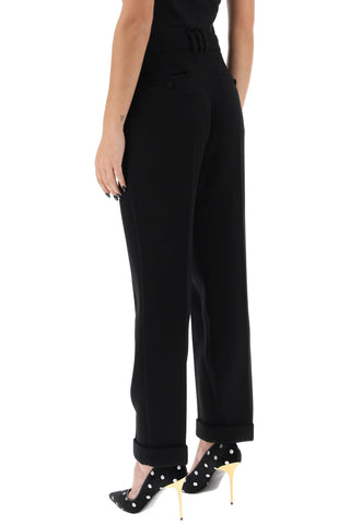 Cuffed Wool Crepe Trousers