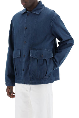 Denim Cargo Overshirt With