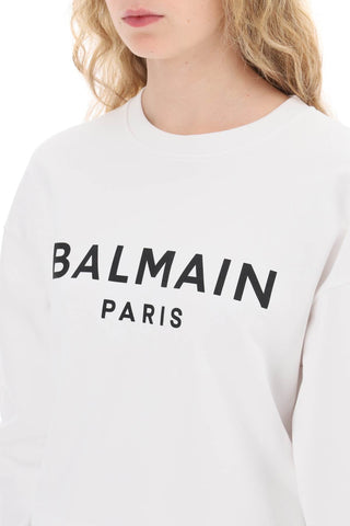 Cropped Sweatshirt With Flocked Logo