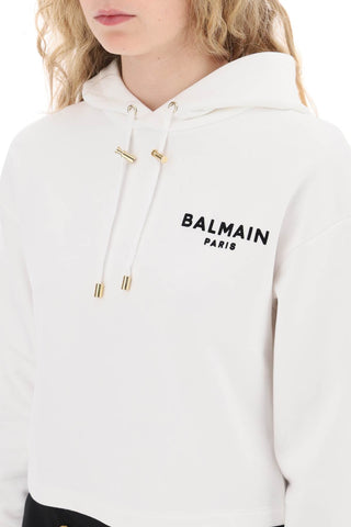 Cropped Hoodie With Flocked Logo