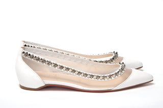 Bianco White Silver Flat Point Toe Shoe