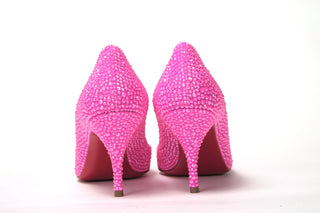 Hot Pink Embellished High Heels Pumps