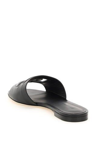 Leather Slides With Cut-out Logo