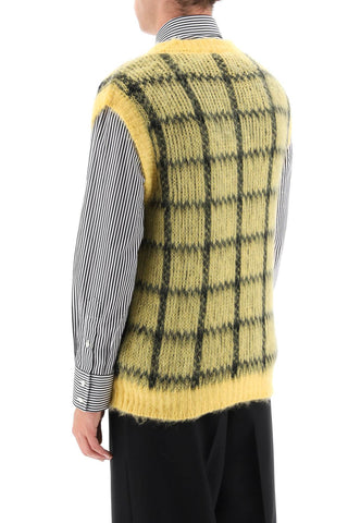 Brushed-mohair Vest With Check Motif