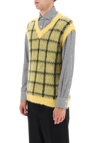 Brushed-mohair Vest With Check Motif