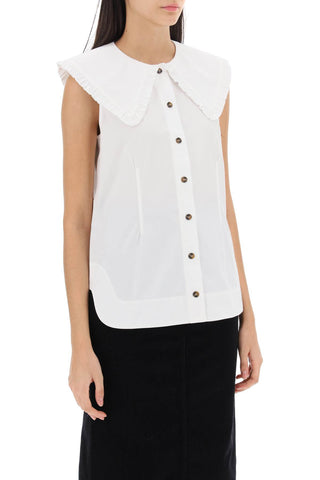 Sleeveless Shirt With Maxi Collar