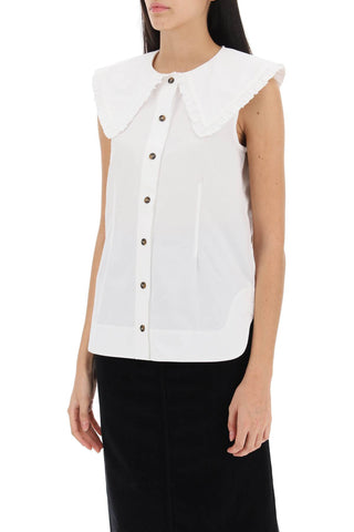 Sleeveless Shirt With Maxi Collar