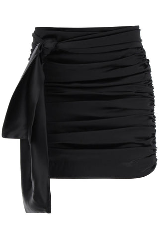 Ruched Satin Mini Skirt