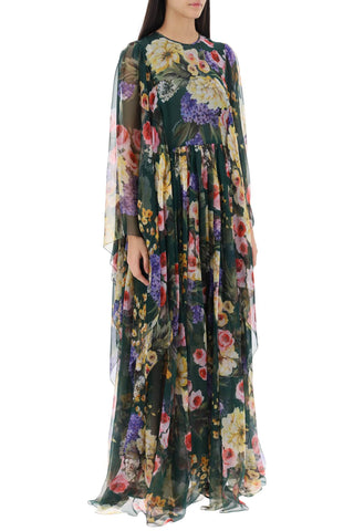 Chiffon Maxi Dress With Garden Print