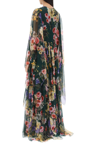 Chiffon Maxi Dress With Garden Print