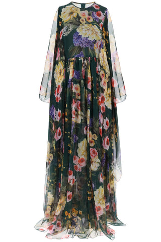 Chiffon Maxi Dress With Garden Print