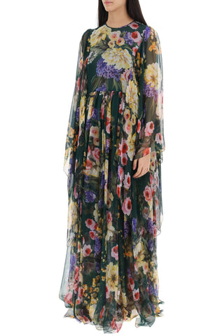 Chiffon Maxi Dress With Garden Print