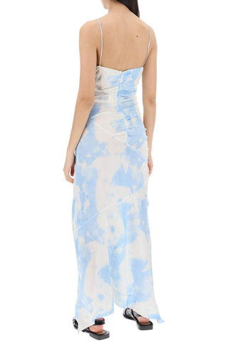 Maxi Printed Tie-dye Satin Dress With R