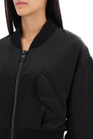 Charmeuse Bomber Jacket With Draped Sleeves