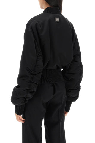 Charmeuse Bomber Jacket With Draped Sleeves