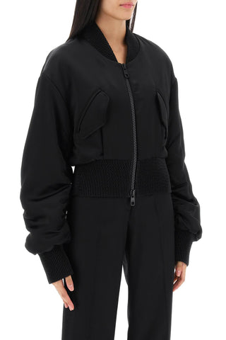 Charmeuse Bomber Jacket With Draped Sleeves