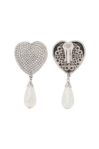 Heart Crystal Earrings With Pearls