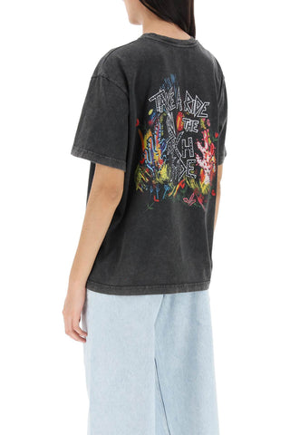 Oversized T-shirt With Print And Rhinestones