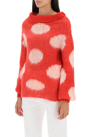 Jacquard-knit Sweater With Polka Dot Motif