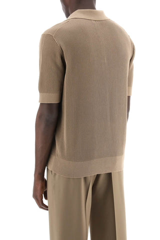 Cotton Ribbed Perforated Polo Shirt