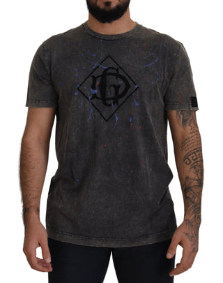 Elevated Grey Cotton Tee With Discolored Dg Logo