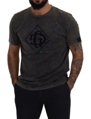 Elevated Grey Cotton Tee With Discolored Dg Logo