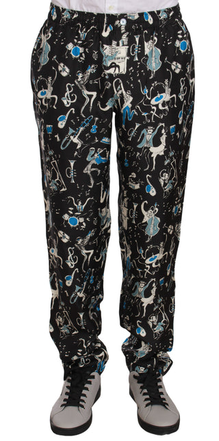 Elegant Silk Lounge Pants With Unique Print