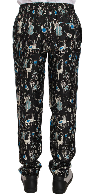 Elegant Silk Lounge Pants With Unique Print