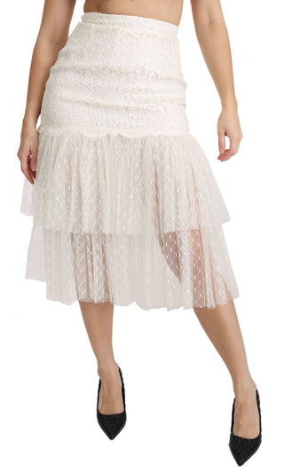 Elegant White Lace High-waist Skirt