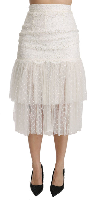 Elegant White Lace High-waist Skirt