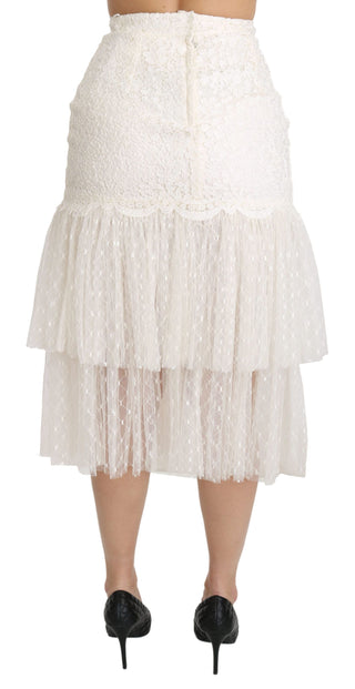 Elegant White Lace High-waist Skirt