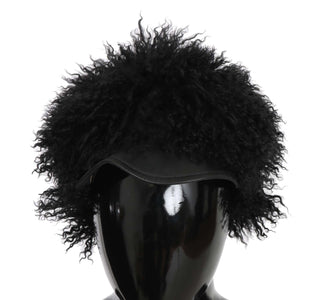 Chic Black Gatsby Cap In Tibet Lamb Fur