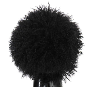 Chic Black Gatsby Cap In Tibet Lamb Fur