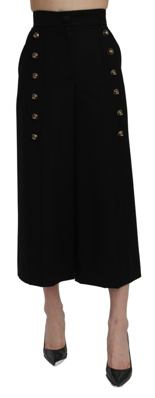 Elegant High Waist Wide Leg Wool Pants