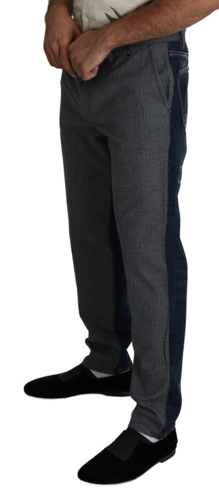 Sleek Two-tone Cotton Trousers