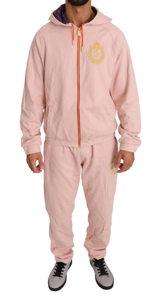 Elegant Pink Cotton Sweatsuit Luxury Comfort