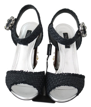 Elegant Black Ankle Strap Sandals With Led Lights