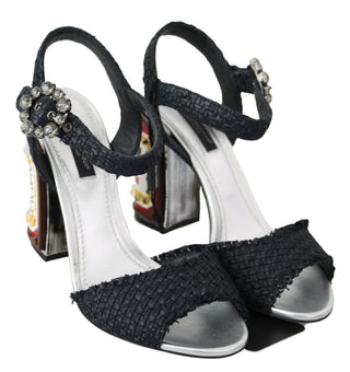 Elegant Black Ankle Strap Sandals With Led Lights