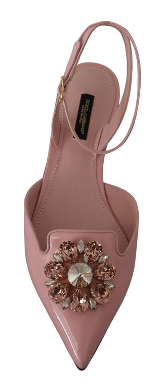 Champagne Pink Crystal Slingback Flats