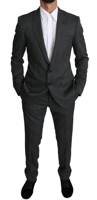 Elegant Striped Wool-silk Two-piece Suit