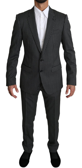 Elegant Striped Wool-silk Two-piece Suit