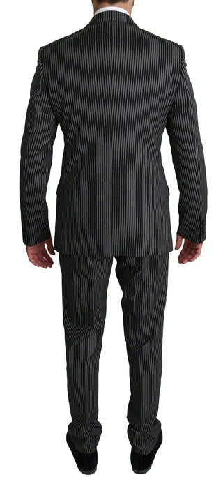 Elegant Striped Wool-silk Two-piece Suit