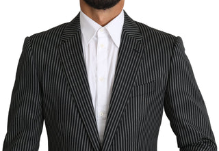 Elegant Striped Wool-silk Two-piece Suit