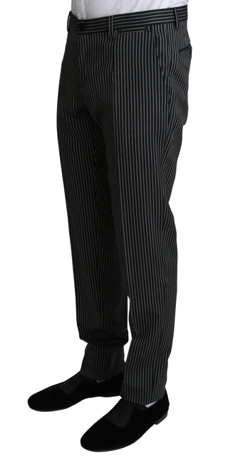 Elegant Striped Wool-silk Two-piece Suit