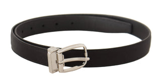 Elegant Black Leather-canvas Designer Belt