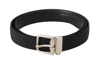 Elegant Black Canvas And Leather Belt