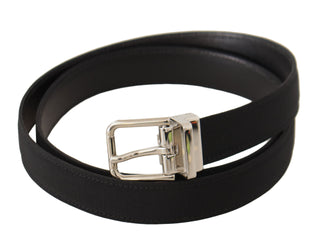 Elegant Black Canvas And Leather Belt