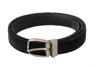 Elegant Velvet Designer Belt With Logo Engraved Buckle